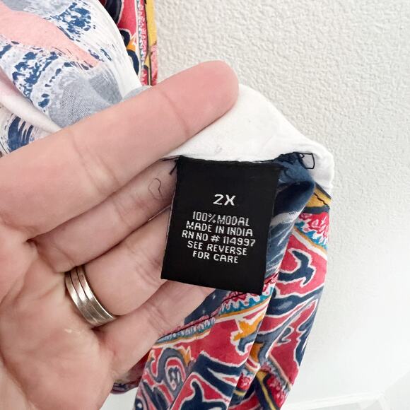 [Tolani Collection] Open Front Watercolor Abstract Print Kimono Coverup Top 2X - Picture 12 of 12